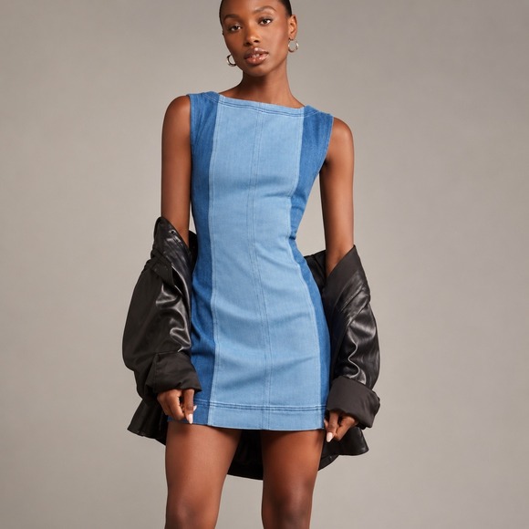 Pilcro Anthropologie Dresses & Skirts - Pilcro Two-Tone Blue Denim Mini Dress